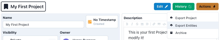 Export Entities - Project