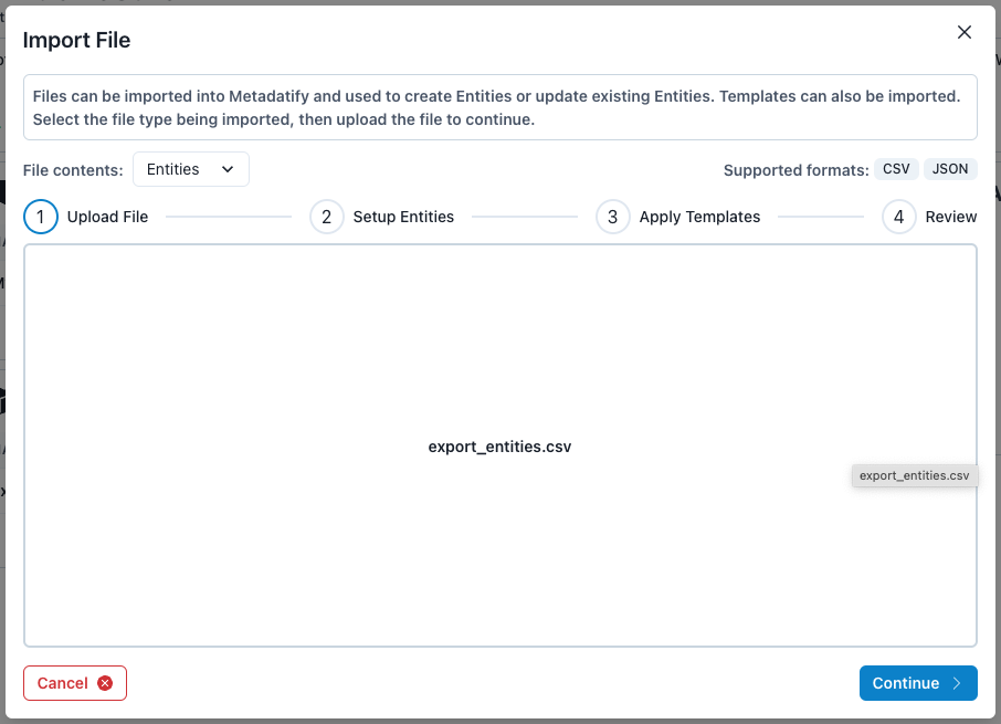 Import CSV - Step 1