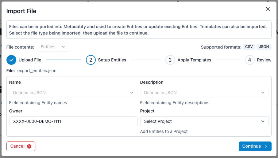 Import JSON - Step 2
